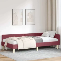 vidaXL Hjørnesengramme Vinrød 80 x 200 cm Stof