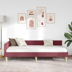 vidaXL Hjørnesengramme Vinrød 80 x 200 cm Stof