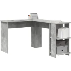 vidaXL Hjørneskrivebord Beton Grå 140 x 113,5 x 75 cm Konstrueret træ