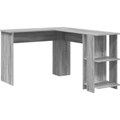 vidaXL Hjørneskrivebord Grå Sonoma 140 x 113,5 x 75 cm Konstrueret træ