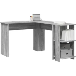 vidaXL Hjørneskrivebord Grå Sonoma 140 x 113,5 x 75 cm Konstrueret træ