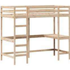 vidaXL højseng med skrivebord 100x200 cm massivt fyrretræ