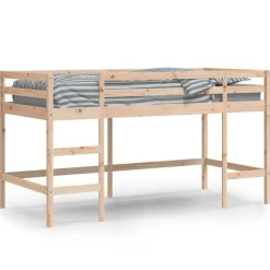 vidaXL højseng med stige 80x200 cm massivt fyrretræ