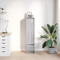 vidaXL højskab 29,5x34x119,5 cm konstrueret træ grå sonoma-eg