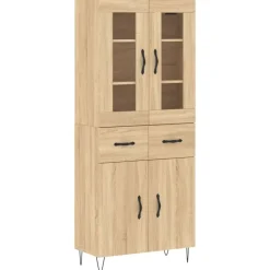 vidaXL højskab 69,5x34x180 cm konstrueret træ sonoma-eg