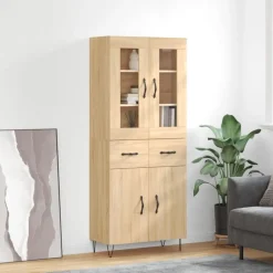 vidaXL højskab 69,5x34x180 cm konstrueret træ sonoma-eg