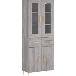 vidaXL højskab 69,5x34x180 cm konstrueret træ grå sonoma-eg