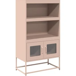 vidaXL højskab 68x39x123 cm stål lyserød