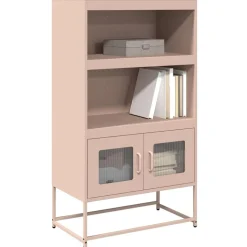 vidaXL højskab 68x39x123 cm stål lyserød