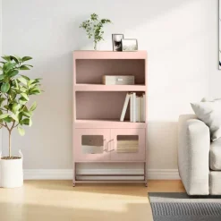vidaXL højskab 68x39x123 cm stål lyserød