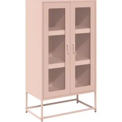 vidaXL højskab 68x39x123 cm stål lyserød