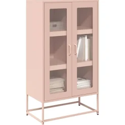 vidaXL højskab 68x39x123 cm stål lyserød