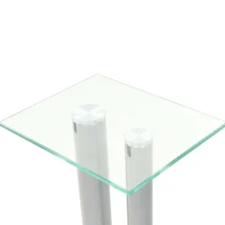 vidaXL højtalerstativer 2 stk. hærdet glas 2 søjledesigns sølvfarvet