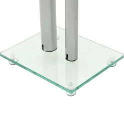 vidaXL højtalerstativer 2 stk. hærdet glas 2 søjledesigns sølvfarvet