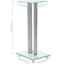 vidaXL højtalerstativer 2 stk. hærdet glas 2 søjledesigns sølvfarvet