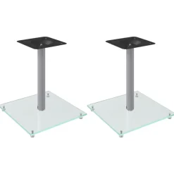 vidaXL højtalerstativer 2 stk. 1 søjle hærdet glas sølvfarvet