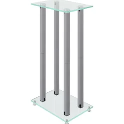 vidaXL højtalerstativer 2 stk. 4 søjler hærdet glas sølvfarvet