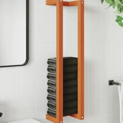 vidaXL håndklædeholder 23x18x90 cm massivt fyrretræ gyldenbrun