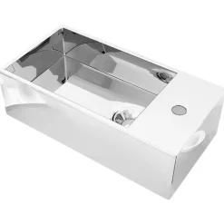 vidaXL håndvask med overløb 49 x 25 x 15 cm keramik sølvfarvet