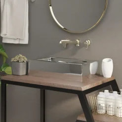 vidaXL håndvask med overløb 49 x 25 x 15 cm keramik sølvfarvet