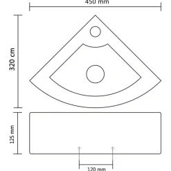 vidaXL håndvask med overløb 45 x 32 x 12,4 cm keramik guldfarvet