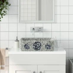 vidaXL håndvask til bord 46x35,5x13 cm rektangulær keramik flerfarvet