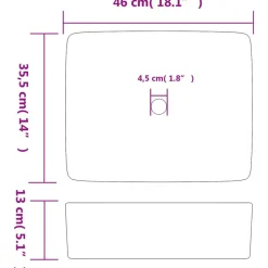 vidaXL håndvask til bord 46x35,5x13 cm rektangulær keramik flerfarvet