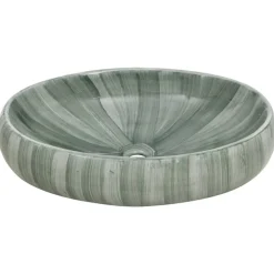 vidaXL håndvask til bordplade 59x40x15 cm oval keramik grøn