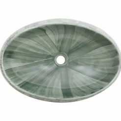 vidaXL håndvask til bordplade 59x40x15 cm oval keramik grøn