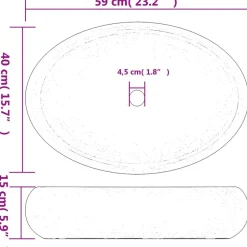 vidaXL håndvask til bordplade 59x40x15 cm oval keramik grøn