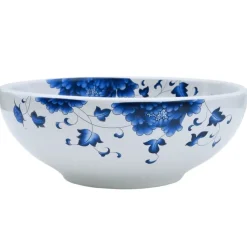 vidaXL håndvask til bordplade Φ41x14 cm rund keramik hvid og blå
