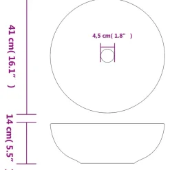 vidaXL håndvask til bordplade Φ41x14 cm rund keramik hvid og blå