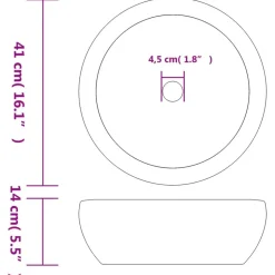 vidaXL håndvask til bordplade Φ41x14 cm rund keramik sort og blå
