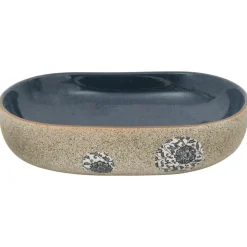 vidaXL håndvask til bordplade 59x40x14 cm oval keramik sand og blå