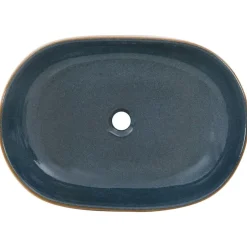 vidaXL håndvask til bordplade 59x40x14 cm oval keramik sand og blå