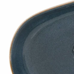 vidaXL håndvask til bordplade 59x40x14 cm oval keramik sand og blå