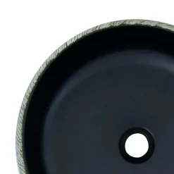 vidaXL håndvask til bordplade Φ41x14 cm rund keramik sort og grå