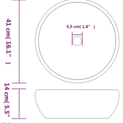 vidaXL håndvask til bordplade Φ41x14 cm rund keramik sort og grå
