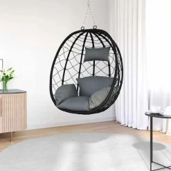 vidaXL Hængende æggestol Antracit 91,5 x 54,5 x 107 cm polyrattan