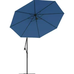 vidaXL hængeparasol m. LED-lys og stålstang 300 cm azurblå