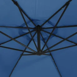 vidaXL hængeparasol m. LED-lys og stålstang 300 cm azurblå