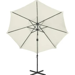 vidaXL hængeparasol med stang og LED-lys 300 cm sandfarvet