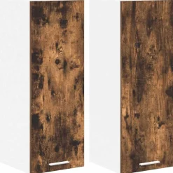 vidaXL Hængeskab med dør Riga 2 pcs Røget Eg og Hvid 30 x 31 x 80 cm