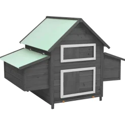 vidaXL hønsehus 150x96x110 cm massivt grantræ grå og hvid