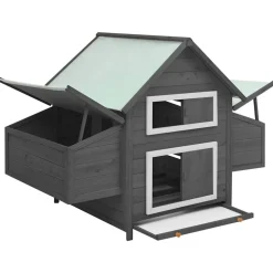 vidaXL hønsehus 150x96x110 cm massivt grantræ grå og hvid