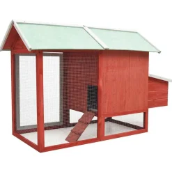 vidaXL hønsehus 170x81x110 cm massivt fyrretræ og grantræ rød