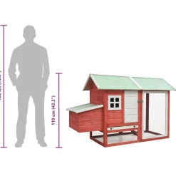 vidaXL hønsehus 170x81x110 cm massivt fyrretræ og grantræ rød