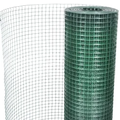 vidaXL hønsenet galvaniseret stål med PVC-belægning 10 x 1 m grøn