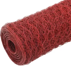 vidaXL hønsenet stål med PVC-belægning 25 x 1 m rød