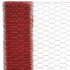 vidaXL hønsenet stål med PVC-belægning 25 x 1 m rød